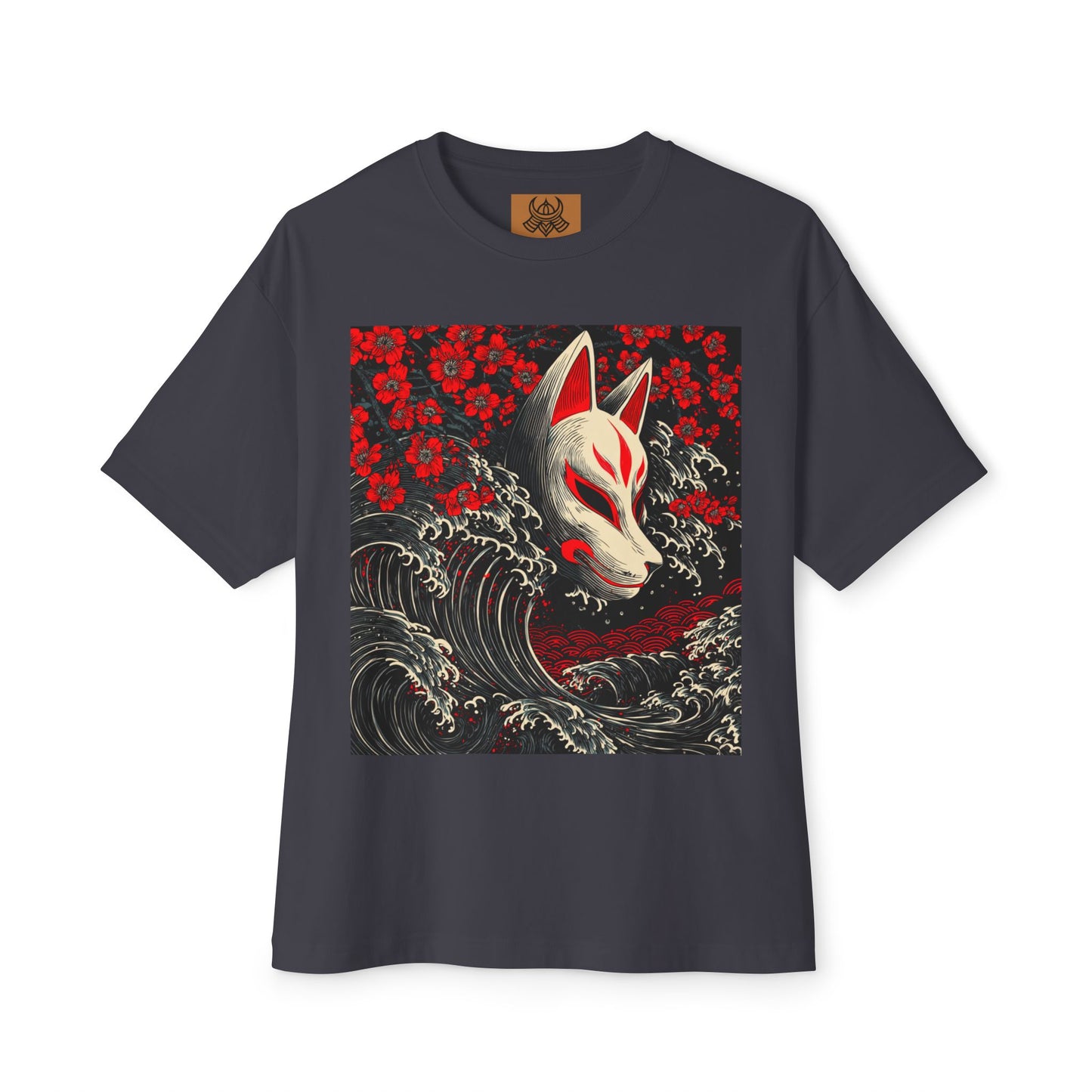 Kitsune Wave Tee — Japanese Fox Mask Graphic T-Shirt