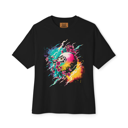 Japanese Daruma T-Shirt, Sakura Blossom Print, Aesthetic Harajuku Style Graphic Tee