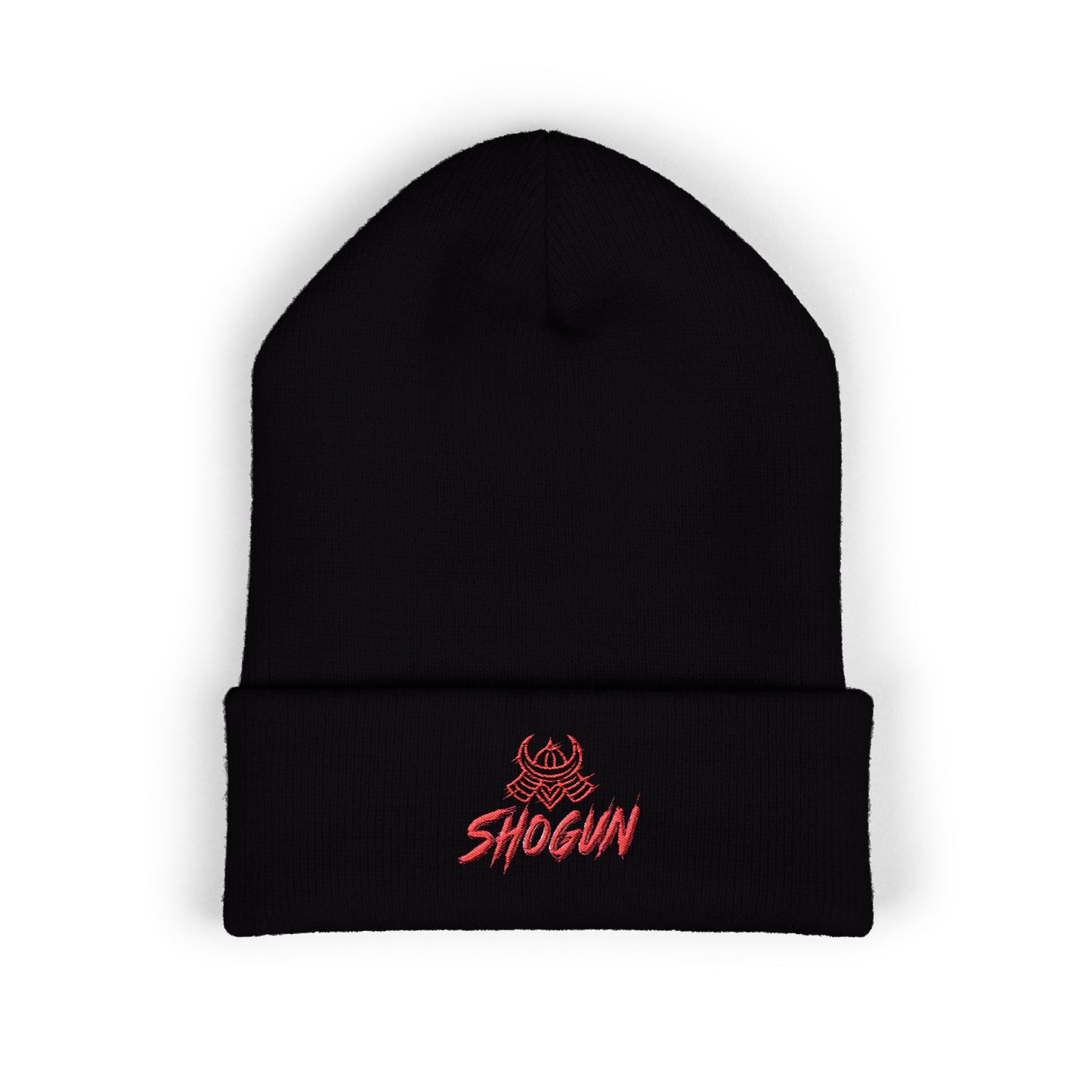 Embroidered "Shogun" Beanie — Cuffed Knit Hat with Samurai Logo