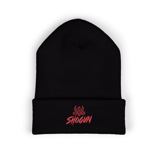 Embroidered "Shogun" Beanie — Cuffed Knit Hat with Samurai Logo