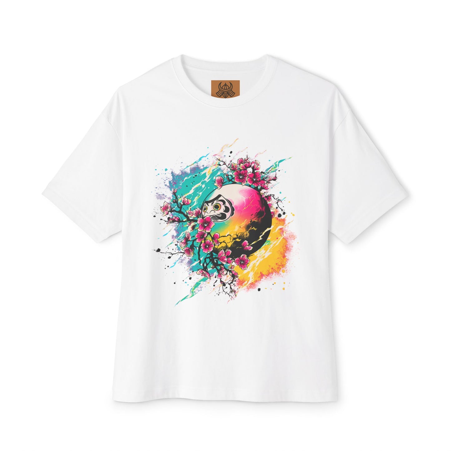 Japanese Daruma T-Shirt, Sakura Blossom Print, Aesthetic Harajuku Style Graphic Tee