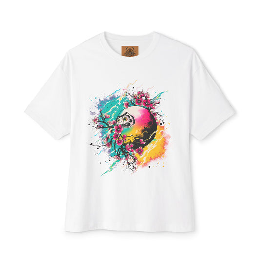 Japanese Daruma T-Shirt, Sakura Blossom Print, Aesthetic Harajuku Style Graphic Tee