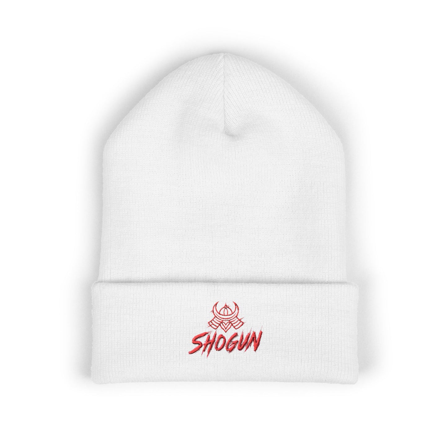 Embroidered "Shogun" Beanie — Cuffed Knit Hat with Samurai Logo