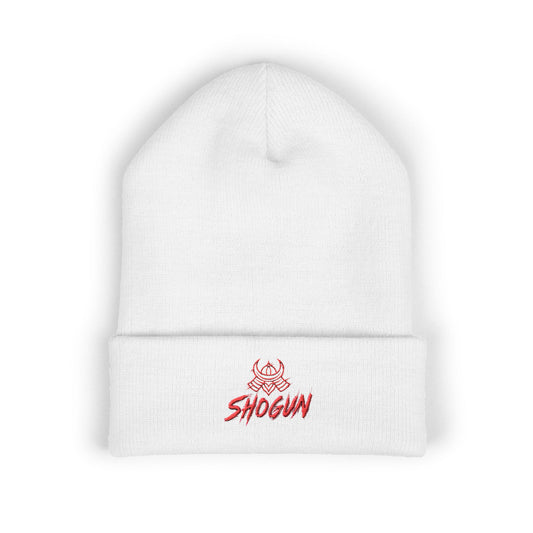 Embroidered "Shogun" Beanie — Cuffed Knit Hat with Samurai Logo