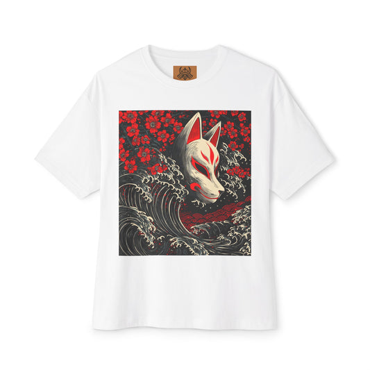 Kitsune Wave Tee — Japanese Fox Mask Graphic T-Shirt